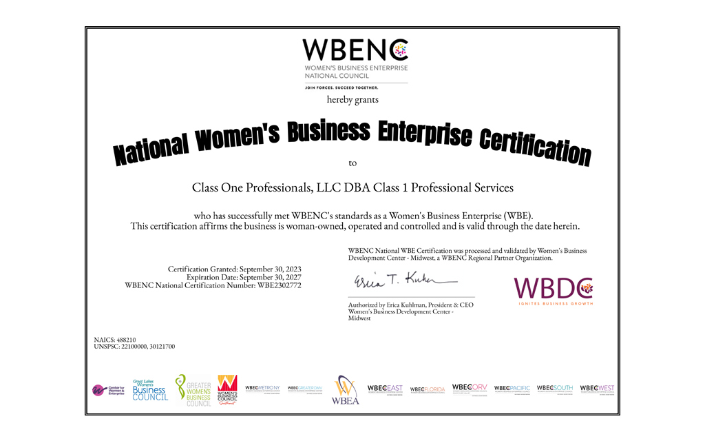 Class 1 Professionals WBENC 2026-2027